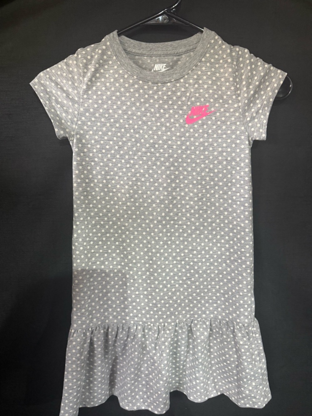 Nike Gray Polka Dot Dress with Pink Swoosh